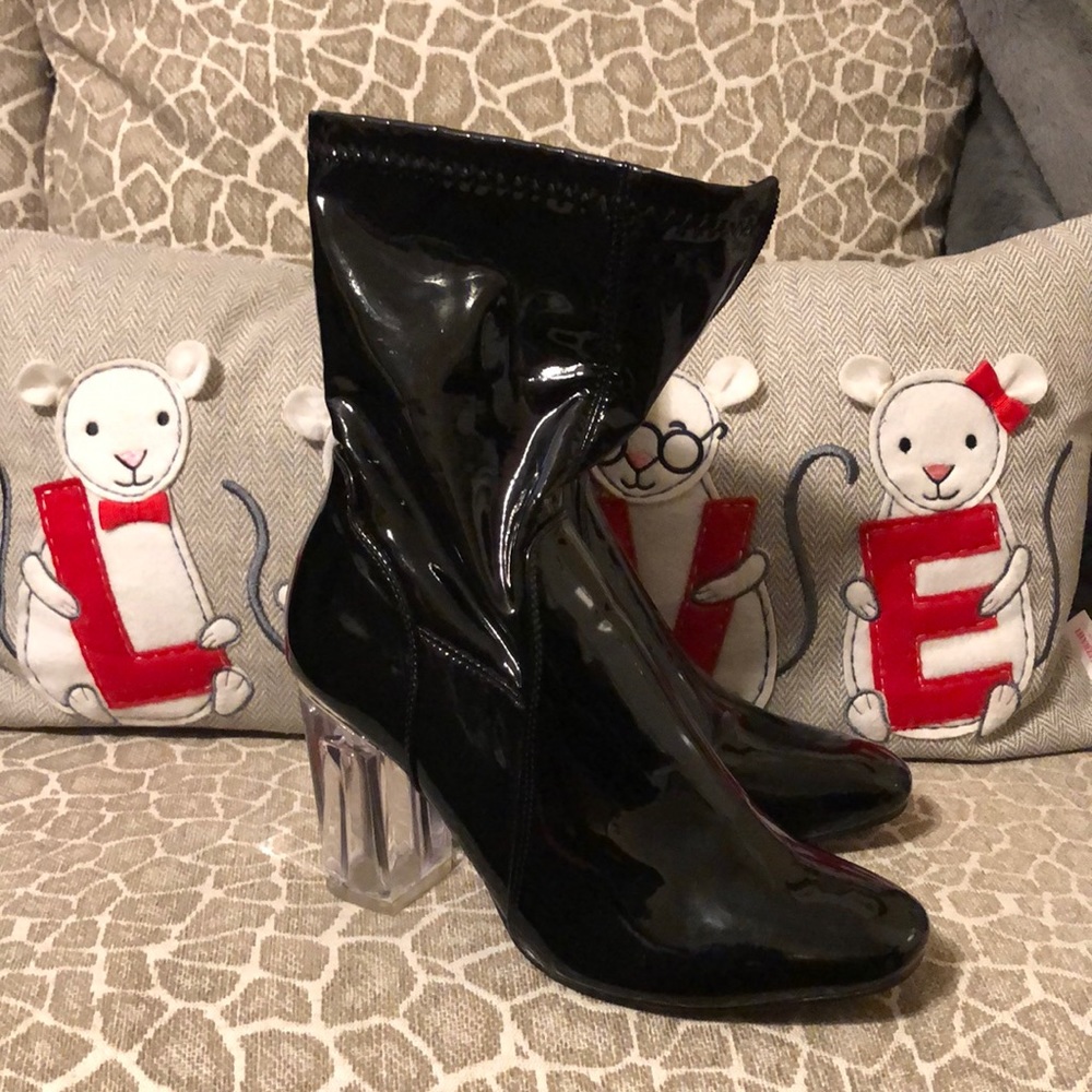Clear Heel Patent Leather boots!
